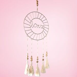 Love Wall Decor Gold Metal Hoop Dream‎ Catcher Wood Beads Boho Tassels